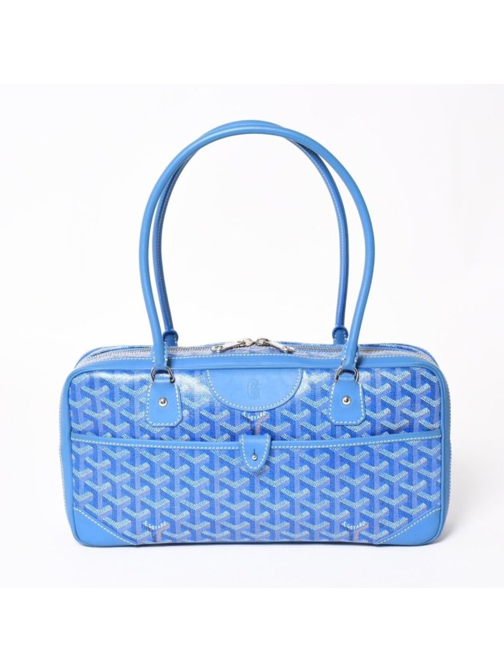 Goyard Saint Martin Shoulder Bag Leather Blue Silver